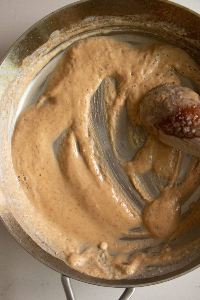 saucepan with a roux of flour and butter