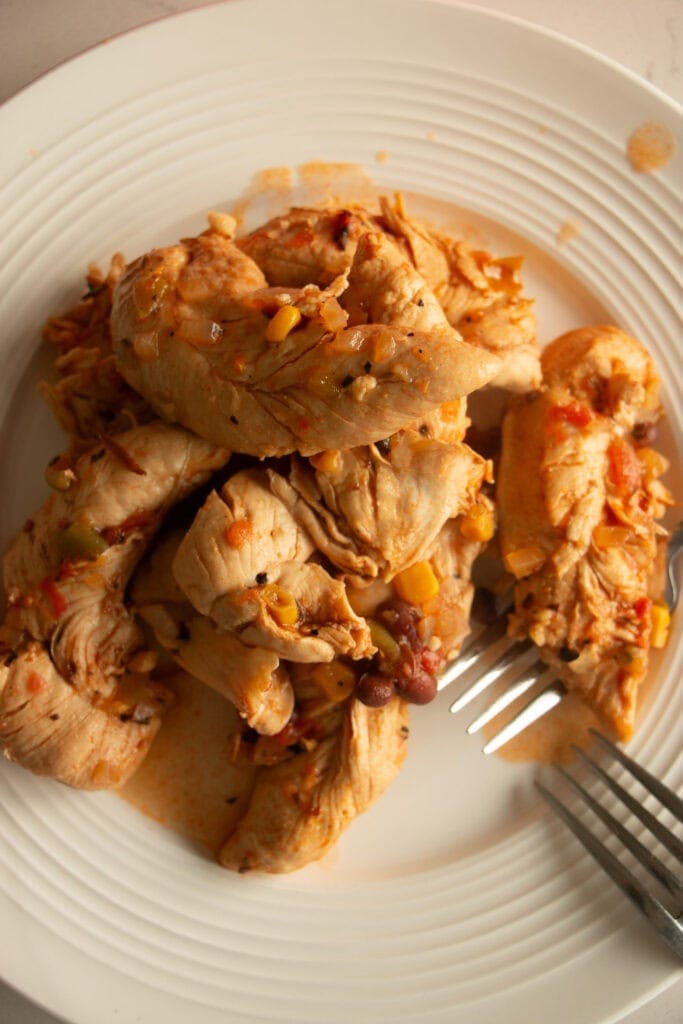 Chicken cooked in the broth