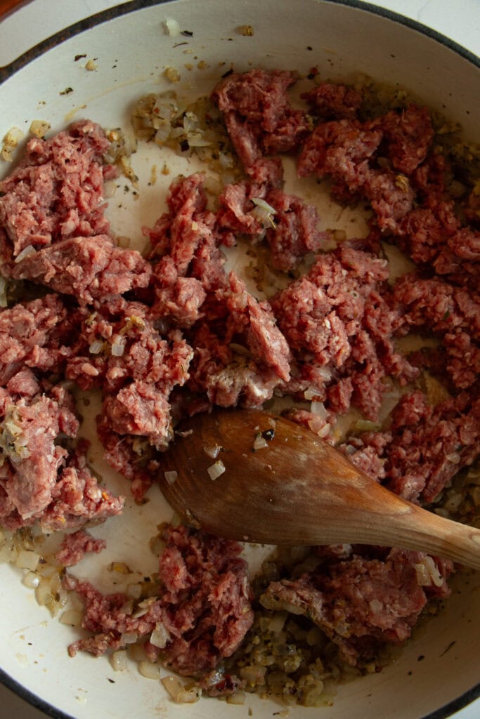 ground beef in pan