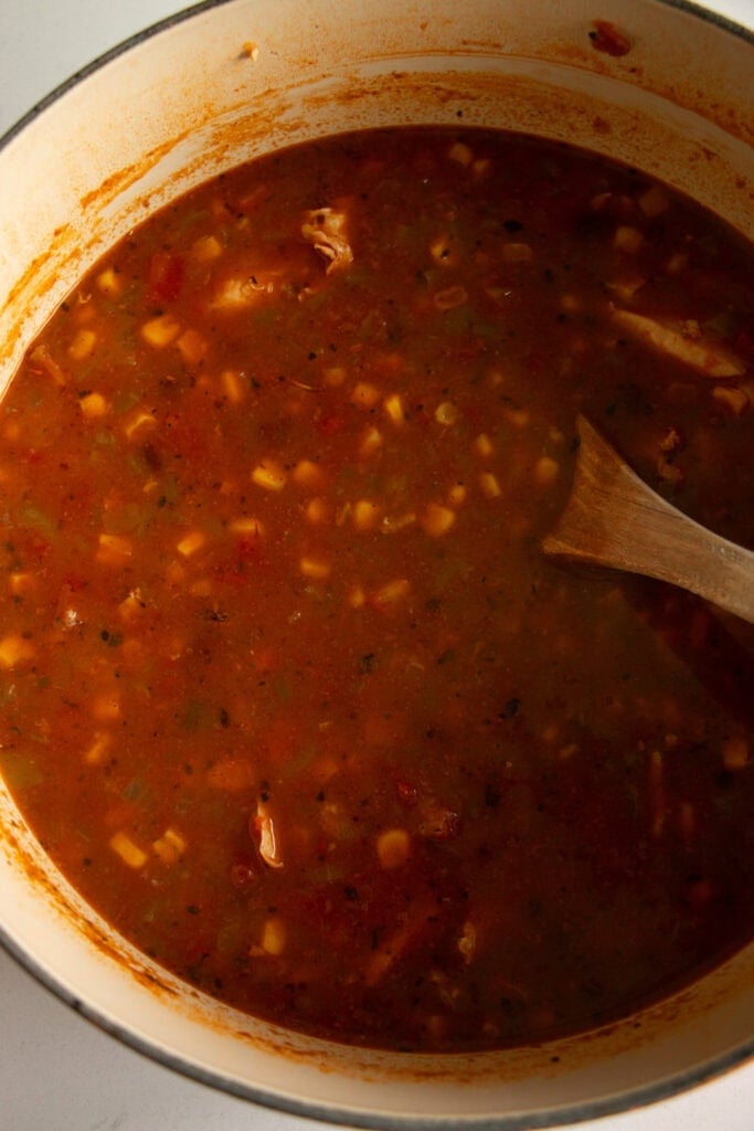 combined soup ingredients in a pan 