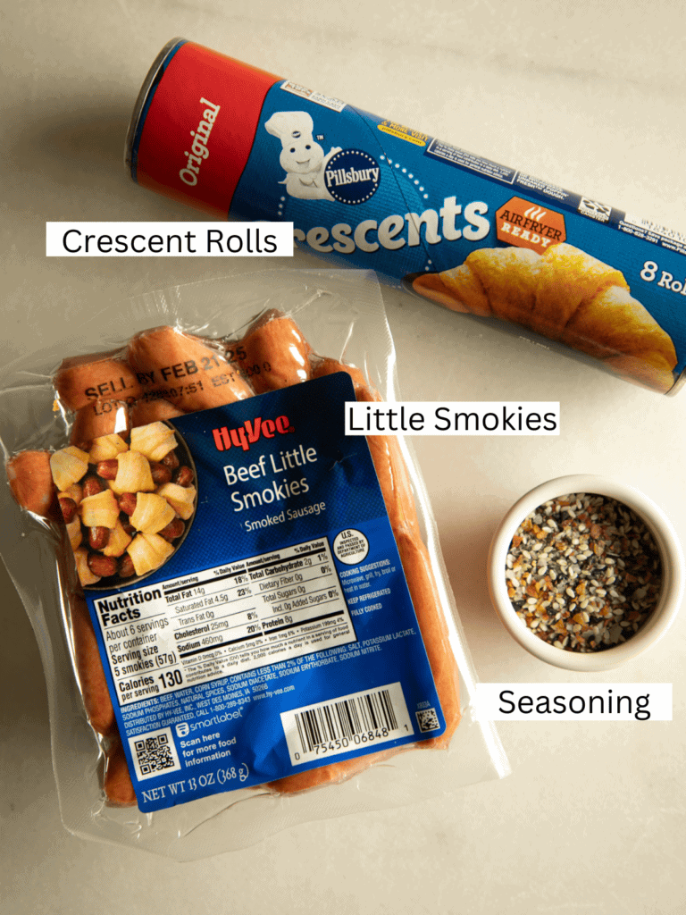 Ingredients for air fryer pigs in a blanket