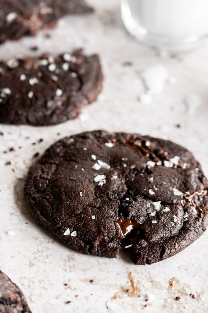 chocolate cookie topped with sea salt