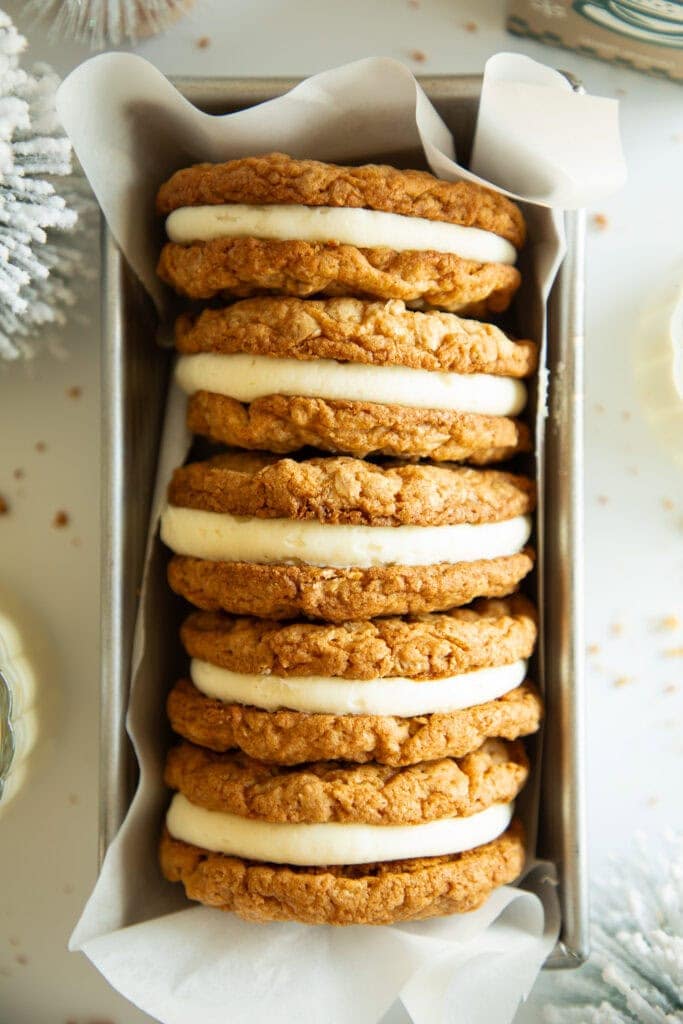 cookies layered in a tin