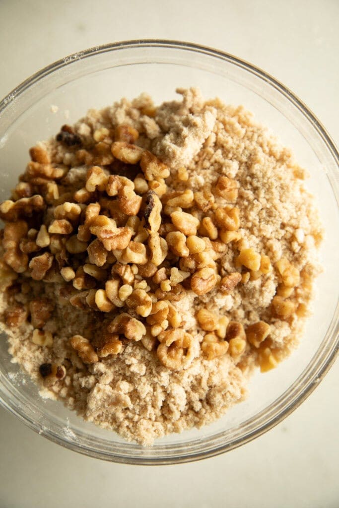 Mixing bowl with streusel ingredients