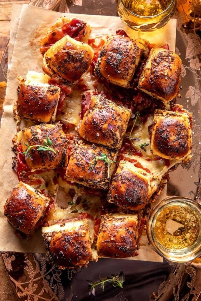 Pull apart sliders on parchment paper