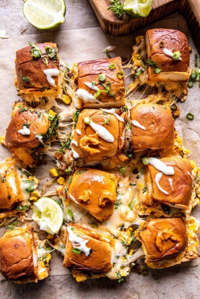 Sliders with chicken and corn