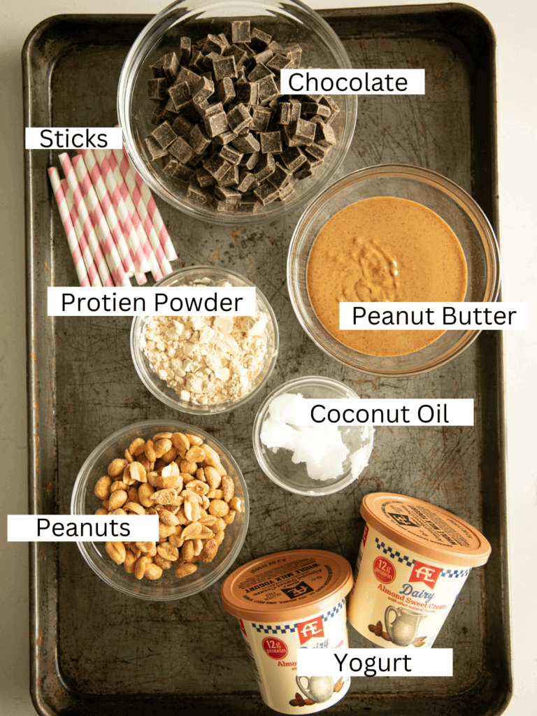 Sheet pan with ingredients and labels