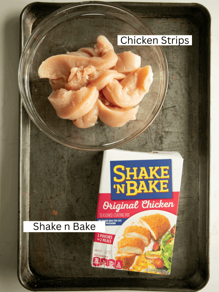 Sheet pan with ingredients portioned