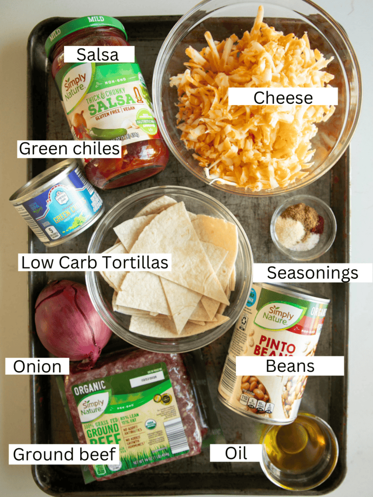 sheet pan with portioned ingredients