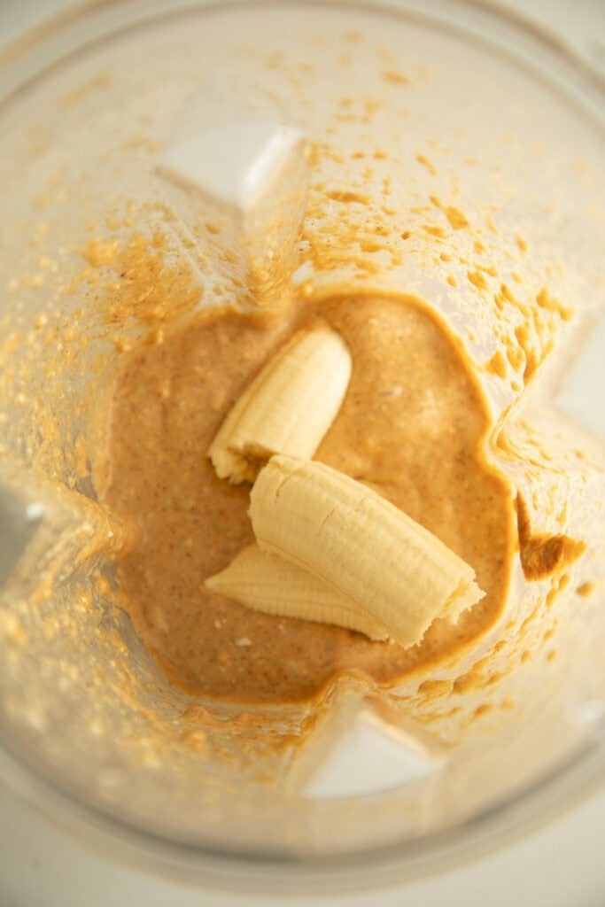 Banana added into the blender with batter