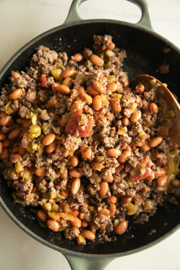 skillet with taco meat
