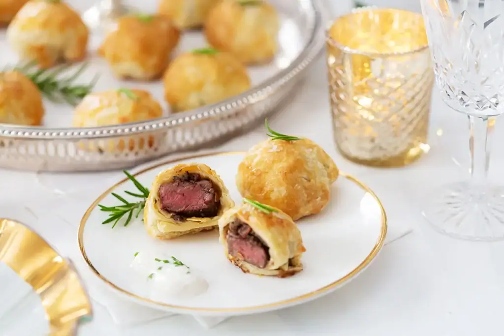 Mini beef wellington bites with fresh rosemary