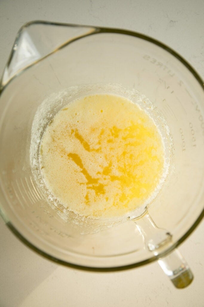 mixing bowl with melted butter