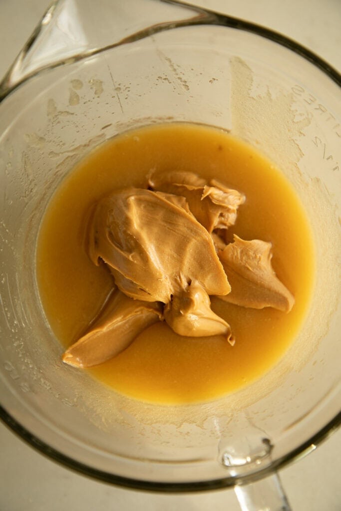 Mixing bowl with melted butter and peanut butter