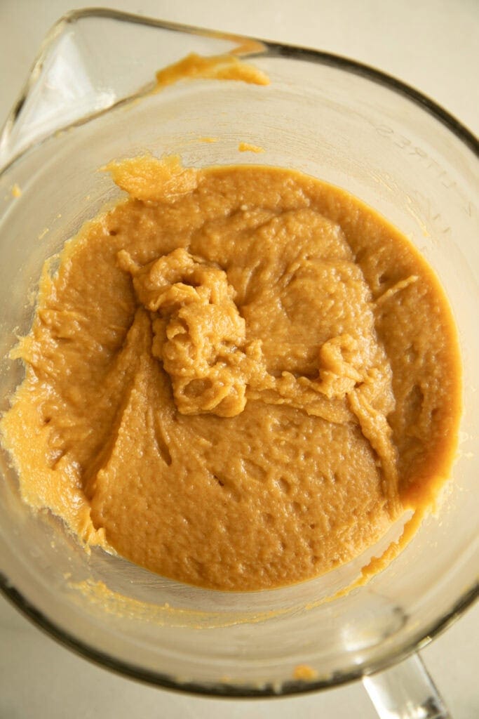 Combined cookie dough in a mixing bowl