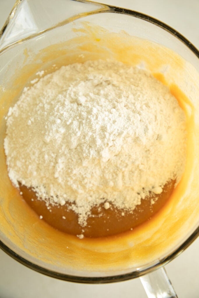 dry ingredients into the wet ingredients