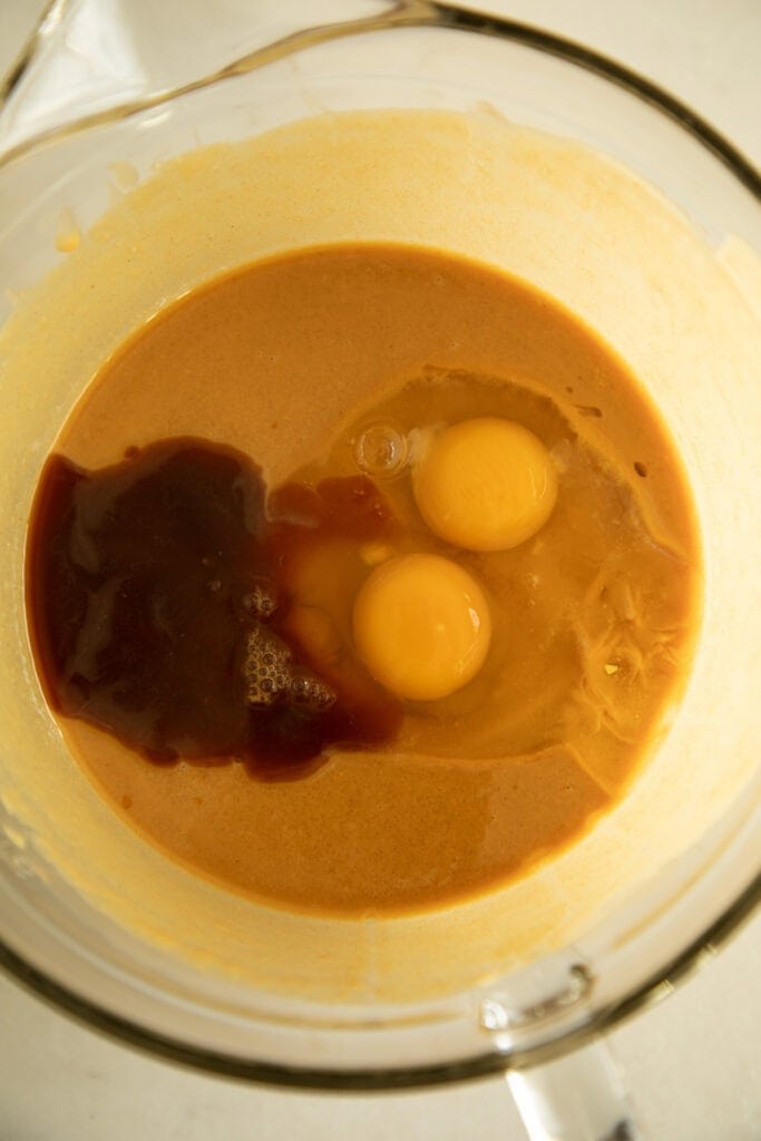 Mixing bowl with wet ingredients