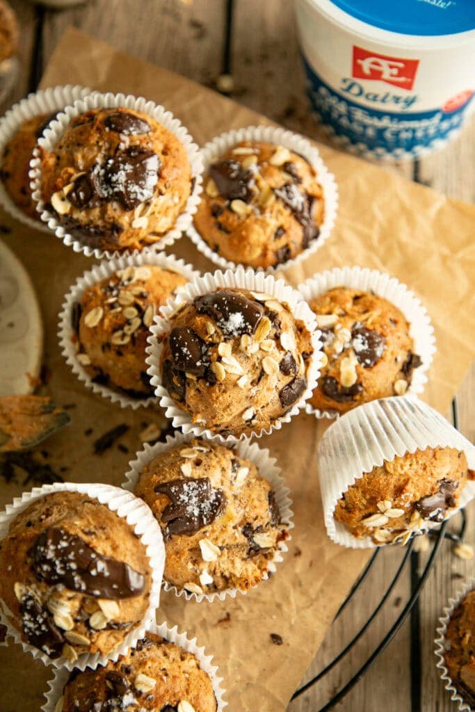 Fresh baked blender muffins on a wire rack