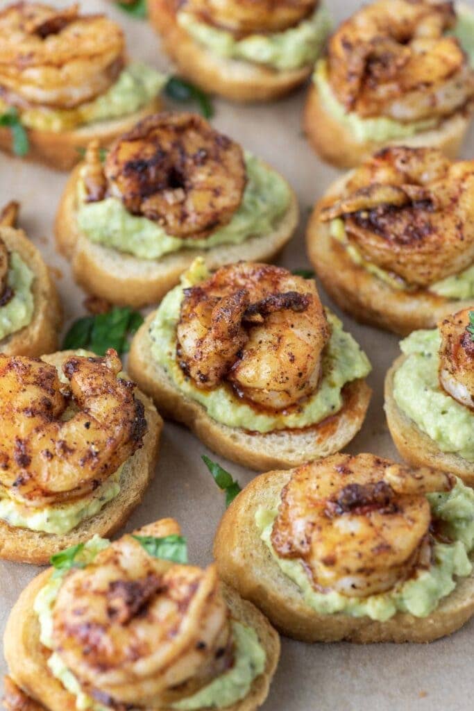 Mini shrimp crostini