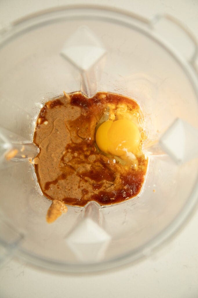 blender with eggs, vanilla, and almond butter.