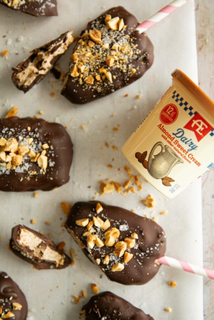 Frozen Buster Bars topped with chopped peanuts
