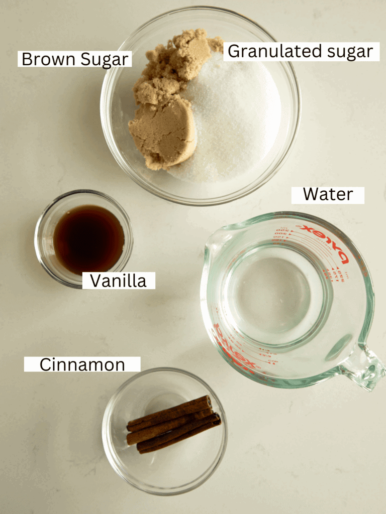 portioned ingredients for the cinnamon dolce syruop