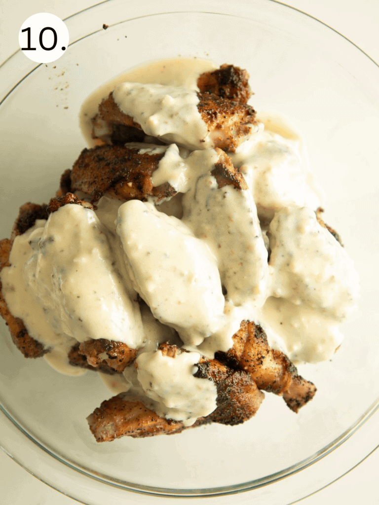 step by step process shots for the garlic parm wings