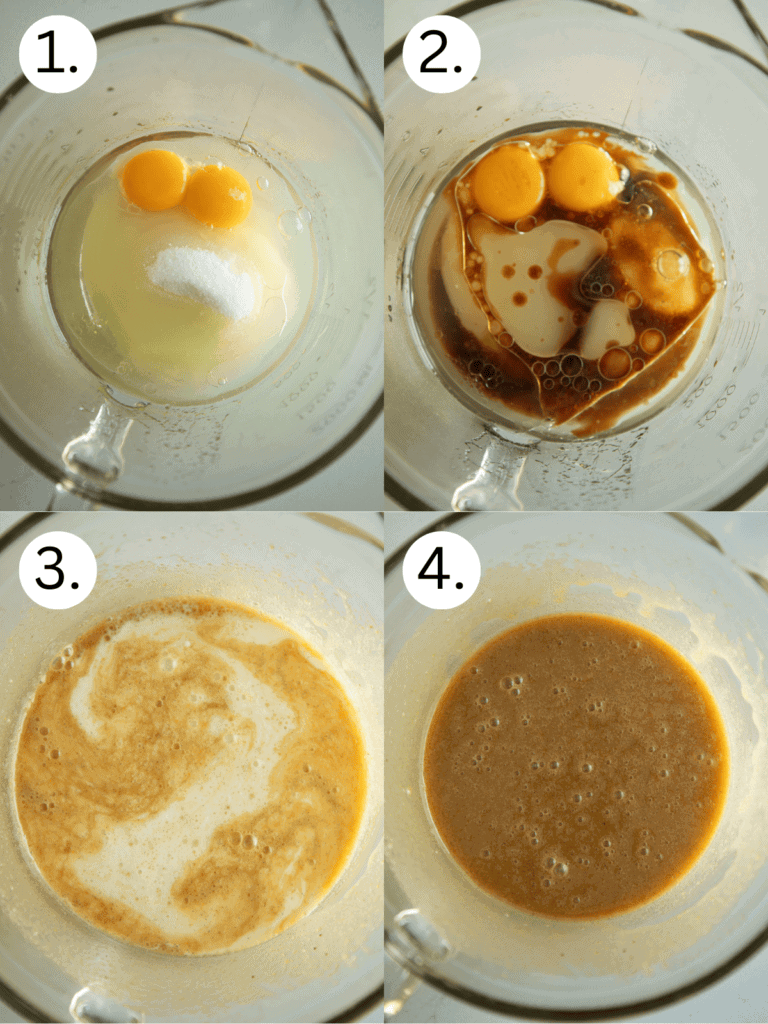 Steps 1-4 on how the make the vanilla muffins with process shots
