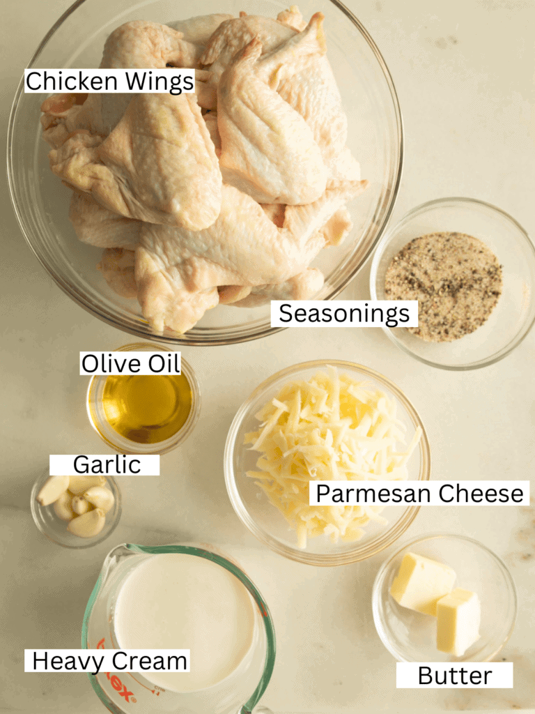 Ingredients portioned and labeled