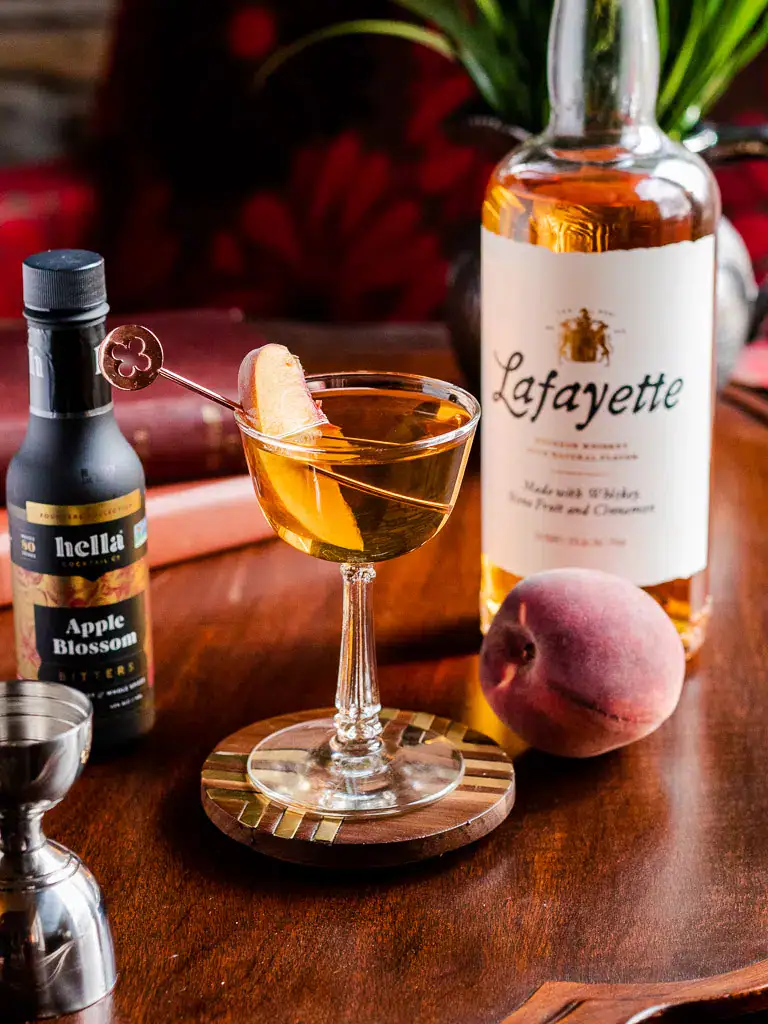 Peach Manhattan cocktail