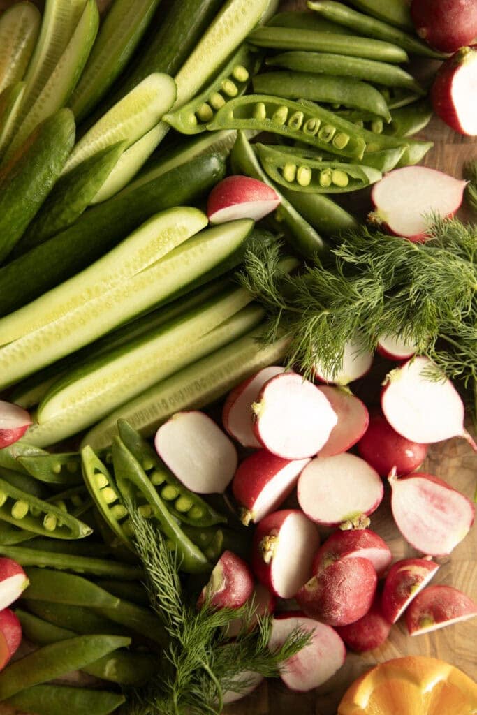 fresh chopped veggies for the charcuterie board