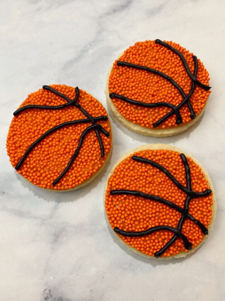 decorated basketball cookies