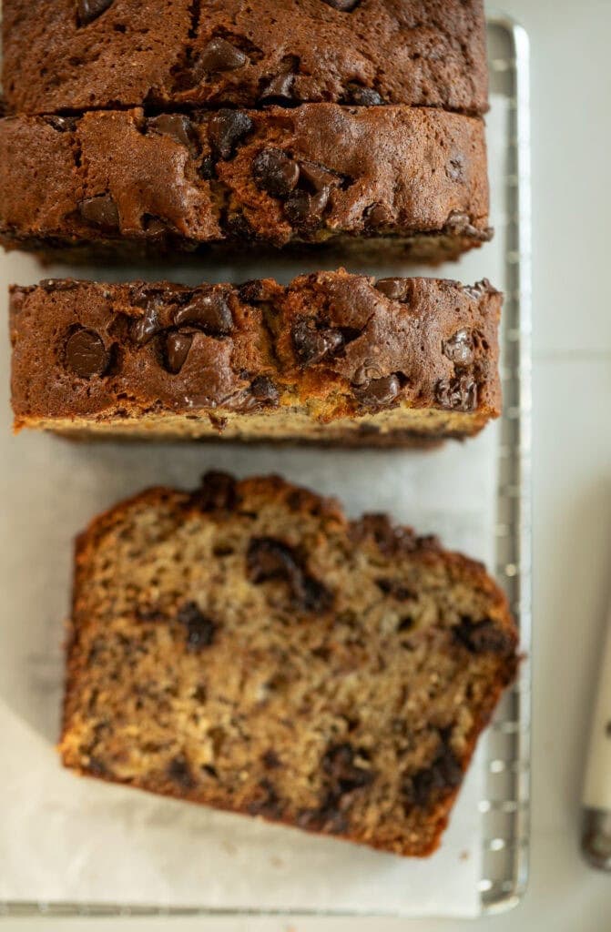slices of chocolate banana bread