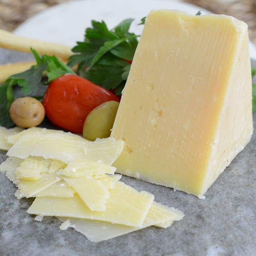 shaved block of pecorino cheese