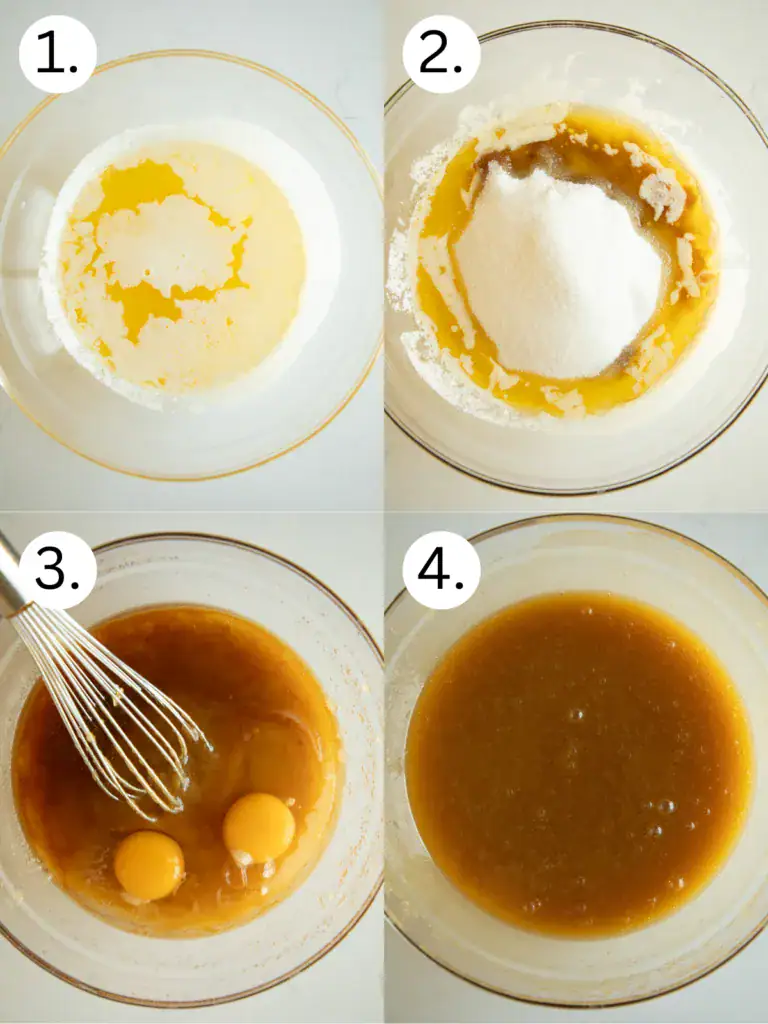 Step by step labeled process shots for making the cookie dough