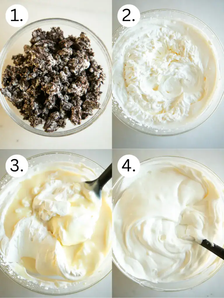 step by step process shots for the Oreo ice cream