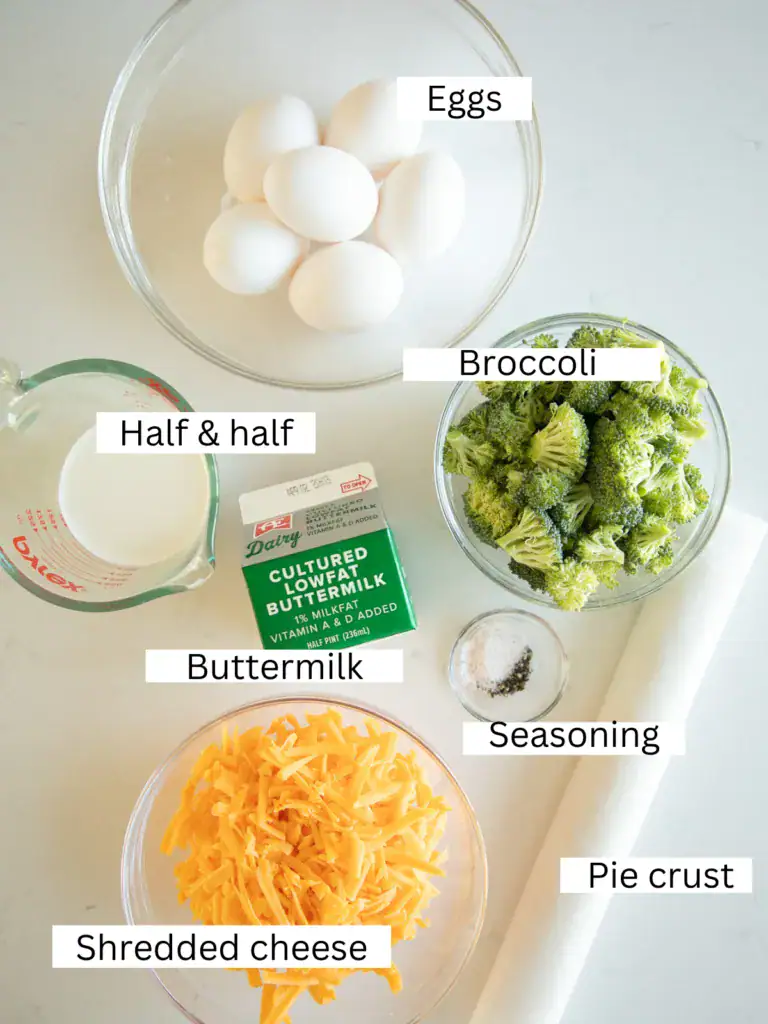 labeled and portioned ingredients for the quiche