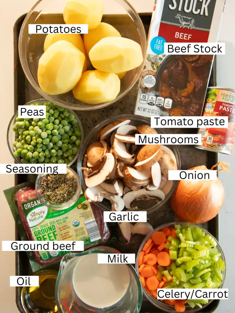sheet pan with ingredients portioned and labeled