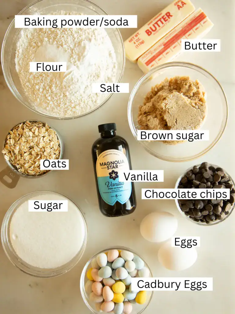 portioned and labeled ingredients for the cookies