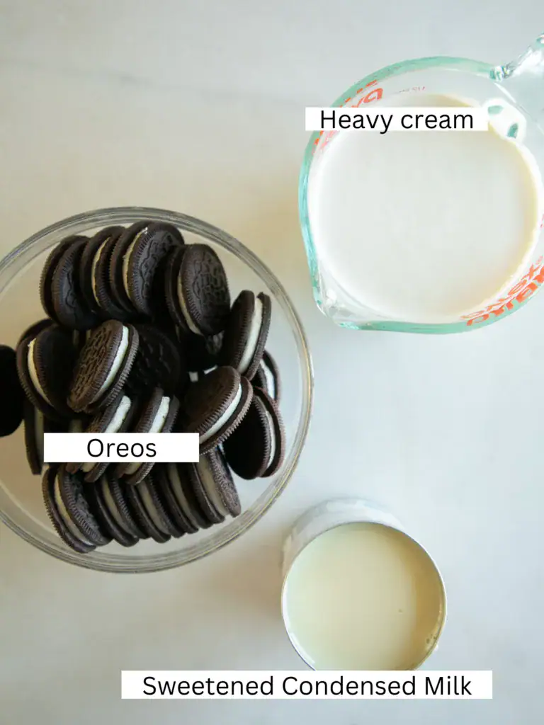 Labeled and portioned ingredients for the ice cream
