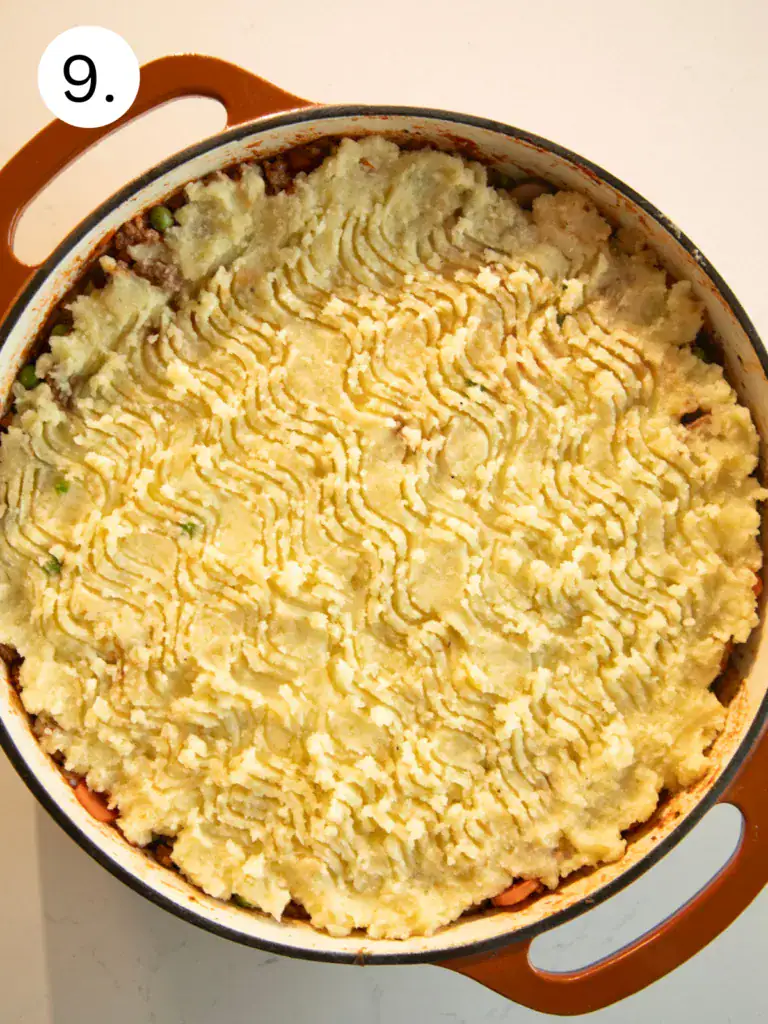 Finished shepherd's pie ready for the oven