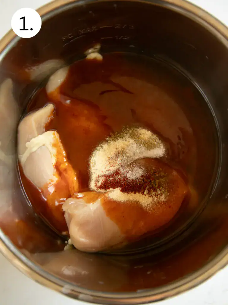 Step one of making the shredded chicken 