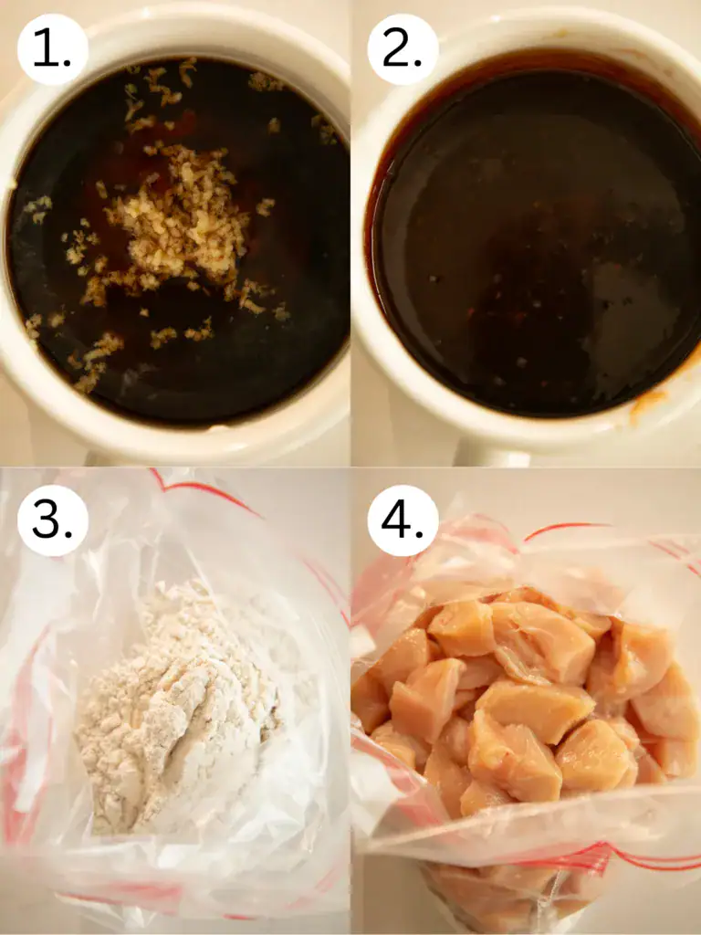 labeled step by step images for making the chicken