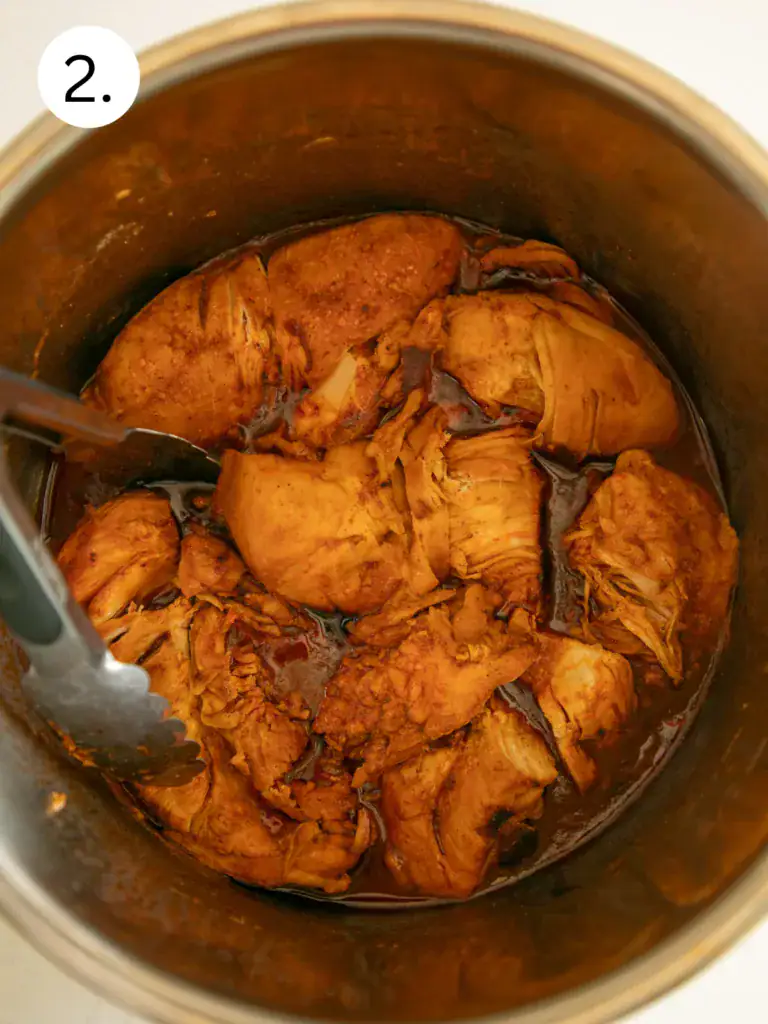step 2 of making the shredded chicken