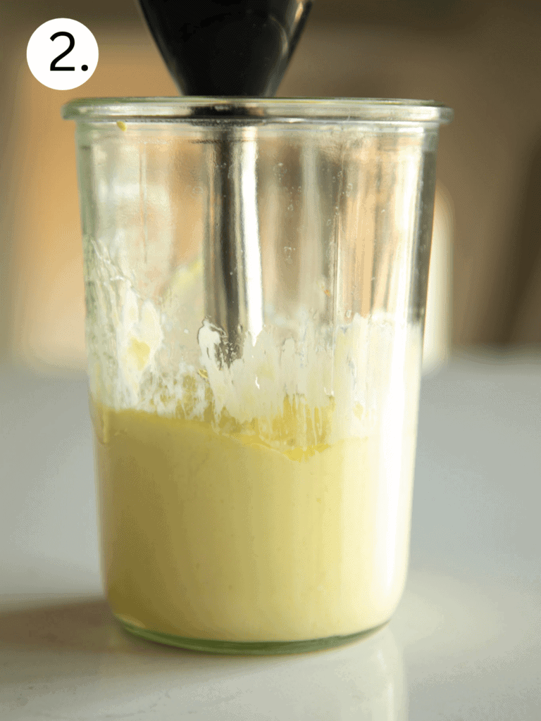 star of mayo, oil and egg blended together