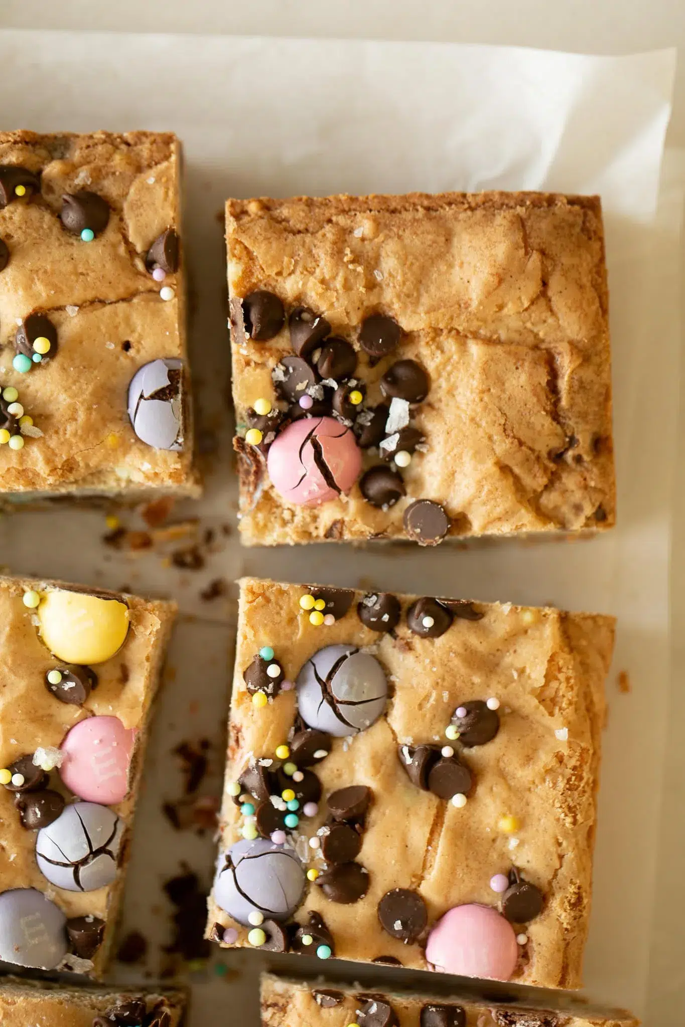 One-Bowl Easter M&M’s Cookie Bars