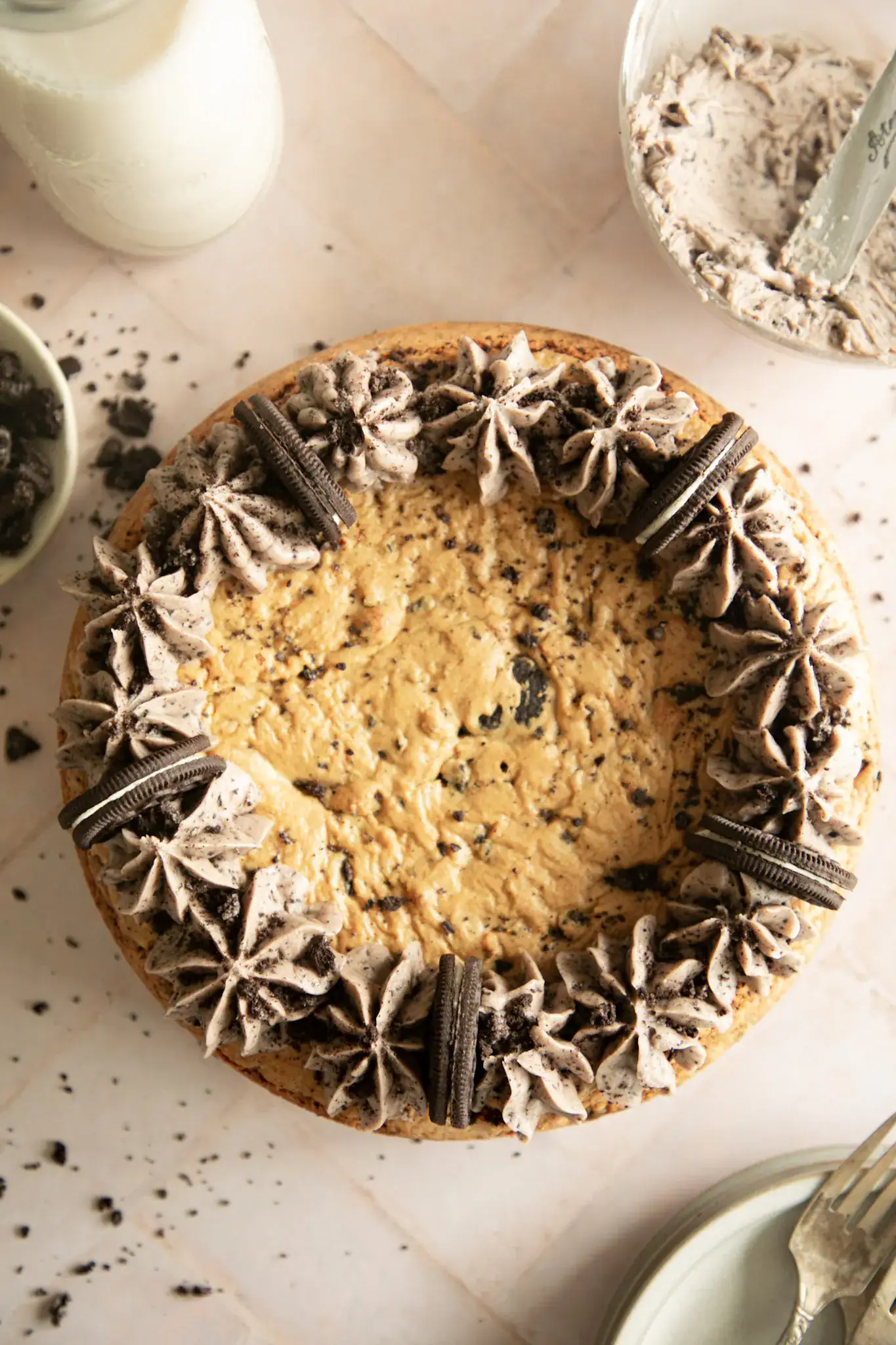 Chewy Oreo Cookie Cake With Cookies and Cream Frosting