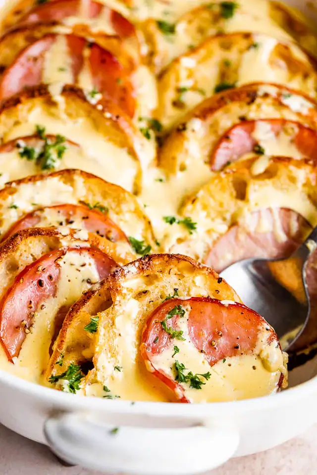 eggs benedict casserole with Canadian bacon