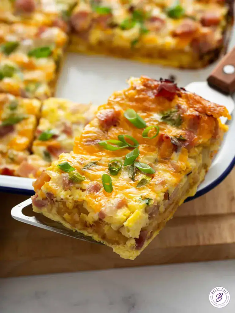 Slice of hash brown egg casserole 