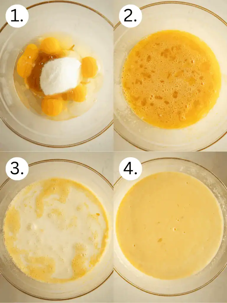 steps 1-4 on how to make the custard mixture 